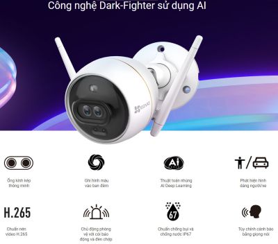 Camera Wi-fi EZVIZ C3X 2MP Ngoài Trời, Đàm Thoại 2 Chiều, Ghi Hình Màu Ban Đêm